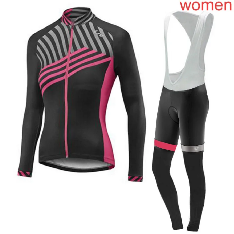 

2018 Pro Team Women Cycling Jersey Long Sleeve Bike MTB Jersey Bib Pants Suit Quick Dry Breathable Racing Bicycle Clothing K2401
