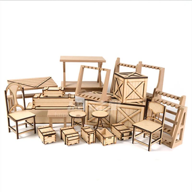 1/6 коробка для оружия солдатика аксессуары сделай сам стол стул деревянная