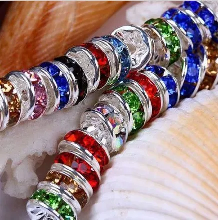 Бесплатная доставка 10 мм разноцветные бусины с металлическим посеребренным