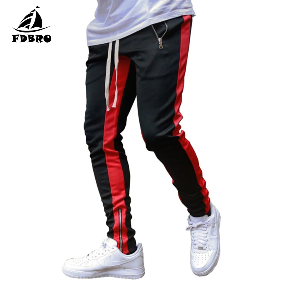 Мужские спортивные штаны в полоску FDBRO хлопковые для бега фитнеса бодибилдинга
