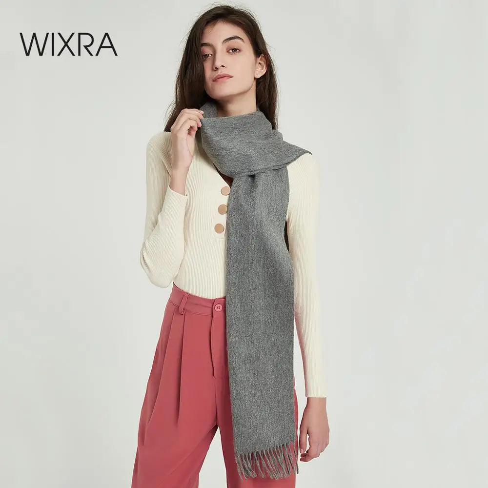 Женский однотонный шарф Wixra тёплый платок повседневные кашемировые шарфы Осень