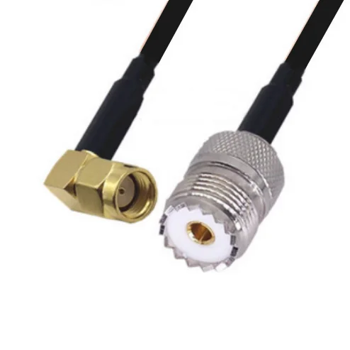 

RP-SMA Male to UHF PL259 Female Right Angle Adapter RF pigtail RG174 Jumper cable