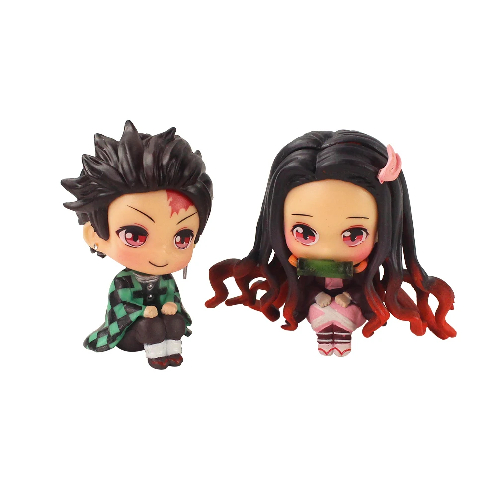 

2Pcs/Set Anime Kimetsu No Yaiba Figure Toy MH Look Up Demon Slayer Kamado Tanjirou Nezuko Action Model Doll 6cm