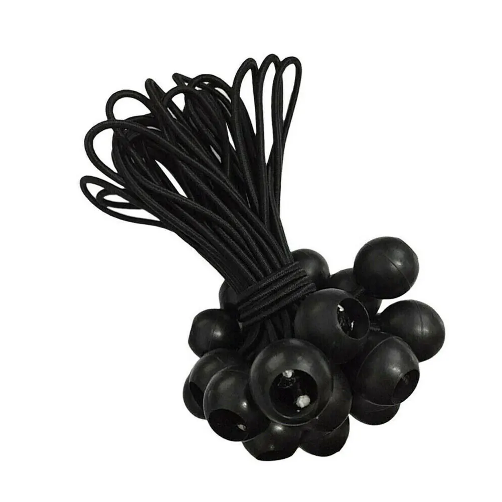 

25PCS Camping Hiking Tent Accessories Elastic Rope Ball Bungee Cord Tarp Tie Down Strap Black