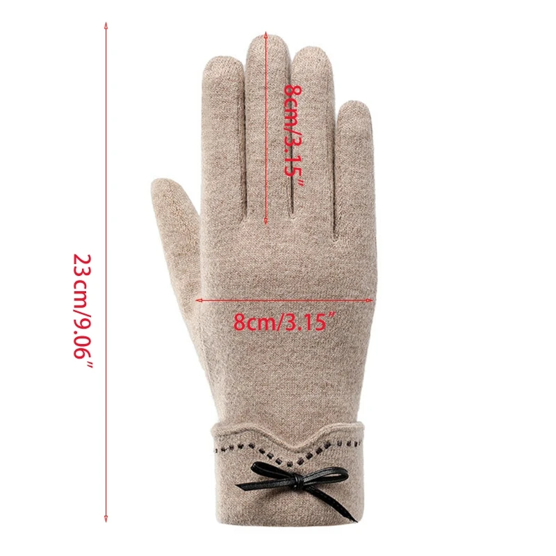 

Women Winter Warm Touch Screen Gloves Faux Wool Cute Bowknot Plush Lined Mittens 649C