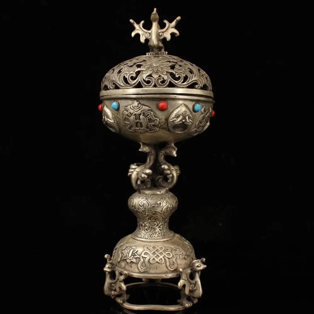 

Свадебное украшение, медная ручная курильница с инкрустированным драгоценным камнем, статуя Сузаку, курильница