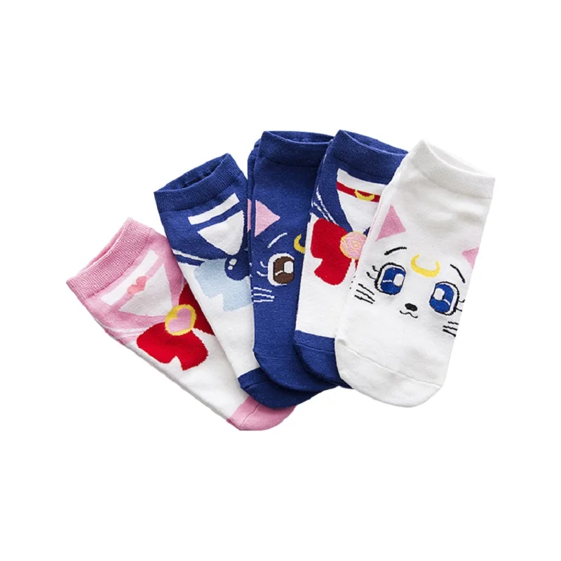 Женские Носки кавайные Мультяшные Веселые забавная Лодка короткие аниме