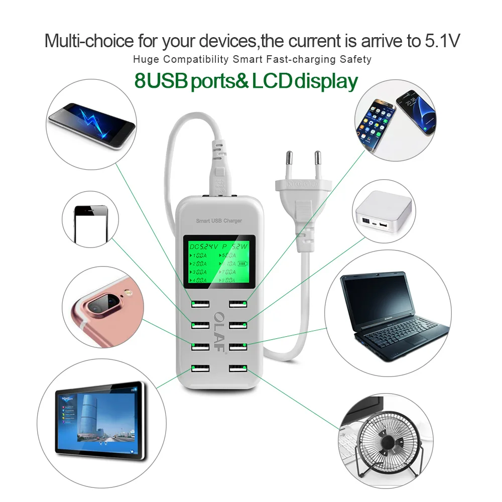 Многофункциональное зарядное устройство с ЖК-дисплеем быстрая зарядка USB для Iphone