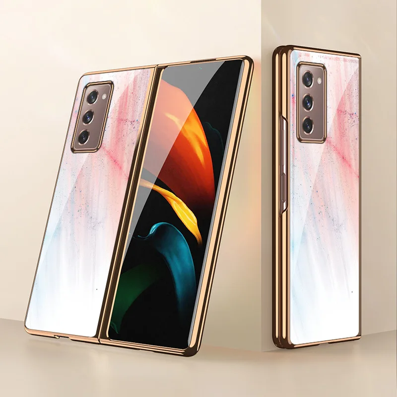 

Z Fold 3 Funda Case for Samsung Galaxy Z Fold 3 Z Fold 2 W21 Z Flip 3 Glitter Gradient Tempered Glass Coque Phone Case Cover