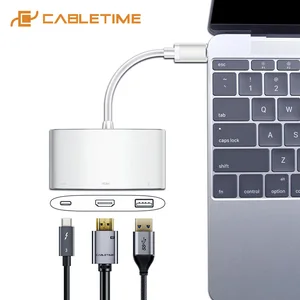 USB-концентратор CABLETIME в HDMI, VGA, 4K, Type C, HDMI, USB 3,0