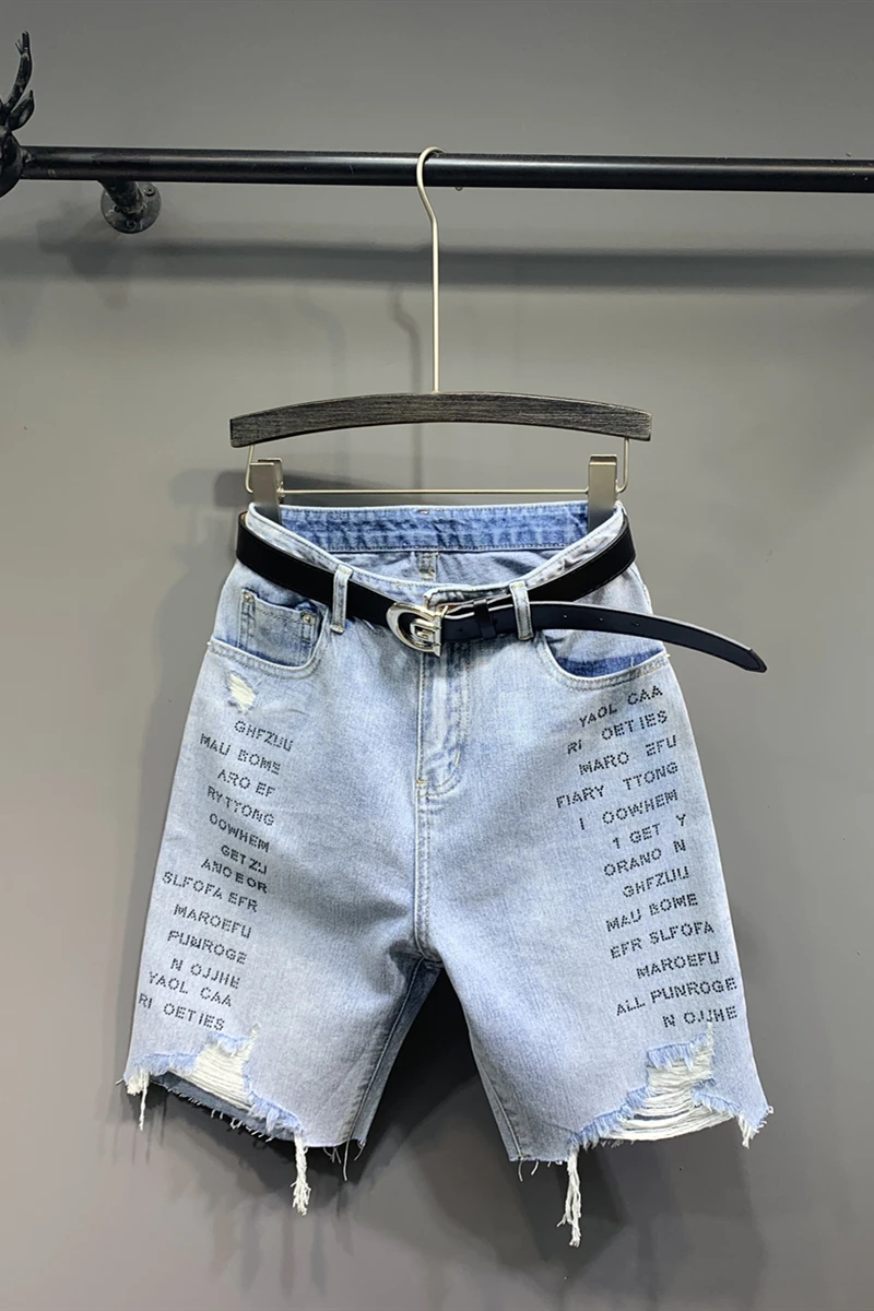 

Jeans Pencil-Pants Hole Skinny Vintage High-Elasticity Women Trousers Denim Ripped DM001