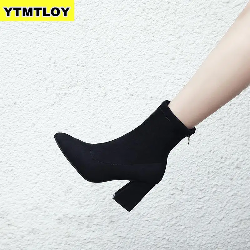 

Fashion Women Ankle Boots Thick Heels Shoes Female Newest Pointed Toe Ladies Shoe Brand 2020 Boot Woman Zipper Super High