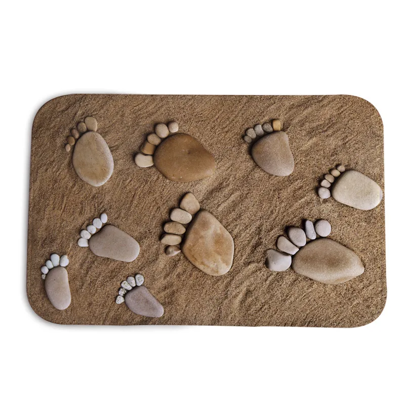 Ванная комната Душ Противоскользящий коврик 3D трехмерный камень большой круглый