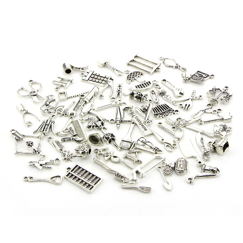 50 шт. тибетские посеребренные смешанные бусины для поделок браслетов