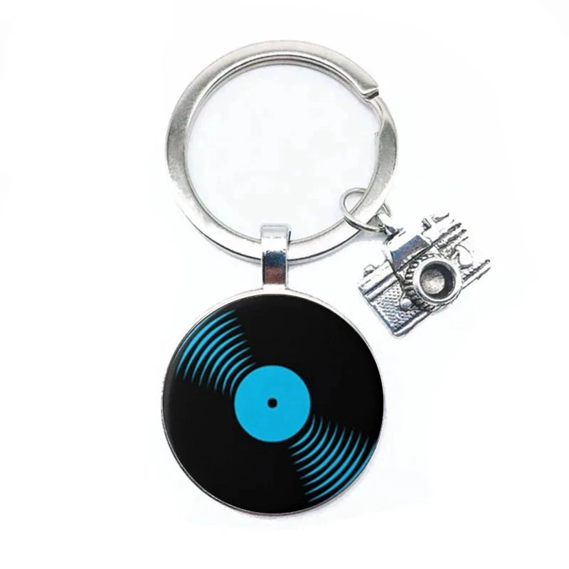 

Simple Classic Style Vinyl Record Retro Gramophone Record Dome Glass Keychain Music Lovers Gift Wholesale And Retail
