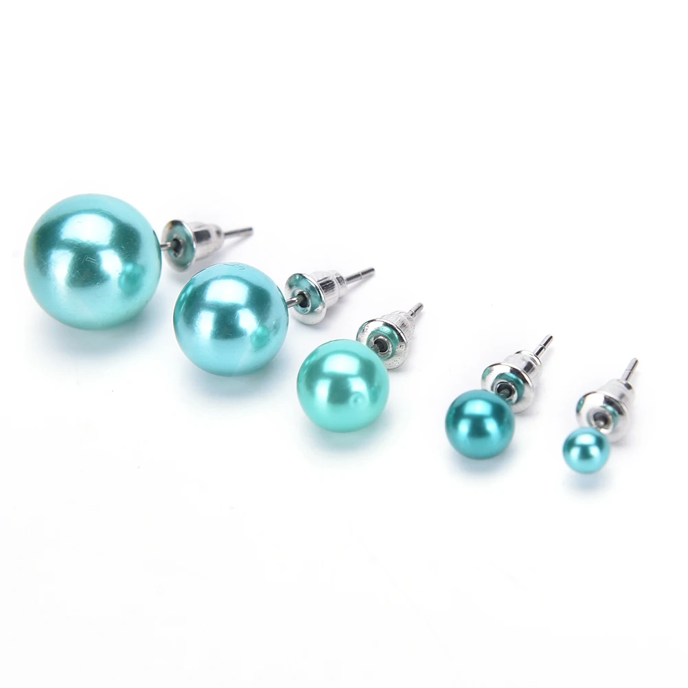 Жемчужные Двойные серьги-гвоздики Двухсторонние серьги для женщин двойные