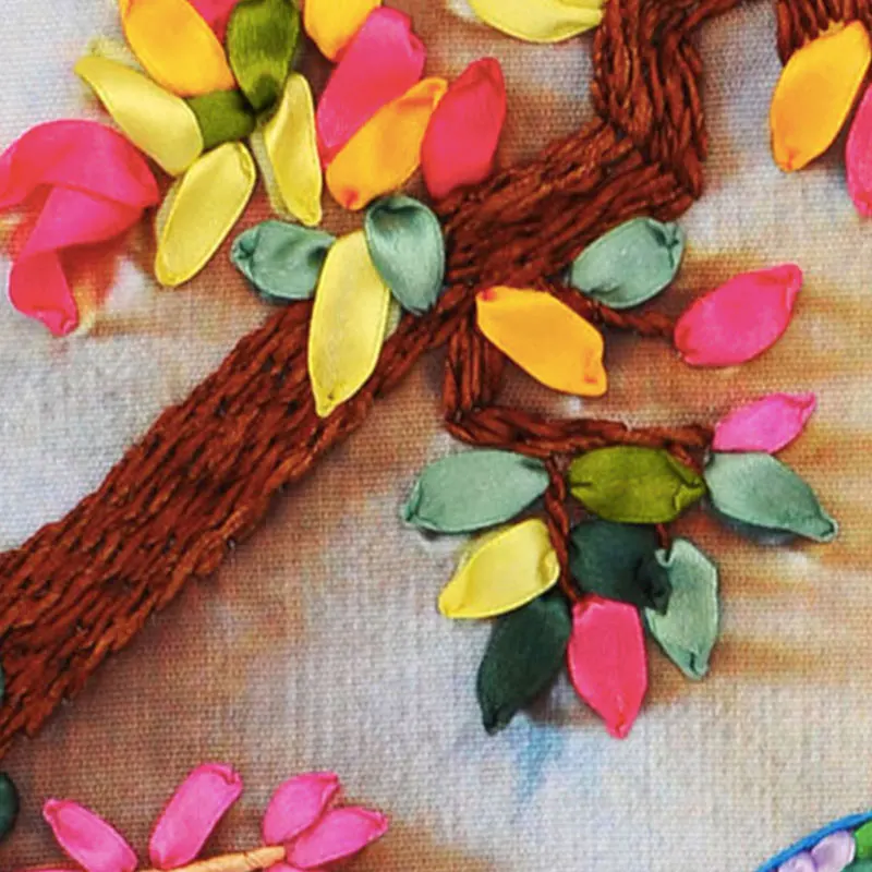 3D Павлин шелковая лента с цветами Ваза Набор для вышивки крестом рукоделие