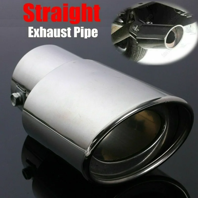 

2.4" 62mm Stainless steel Car Tail Rear Muffler Oval Straight Exhaust Silencer Tail Pipe Trim Tip Universal For Car Vehicle