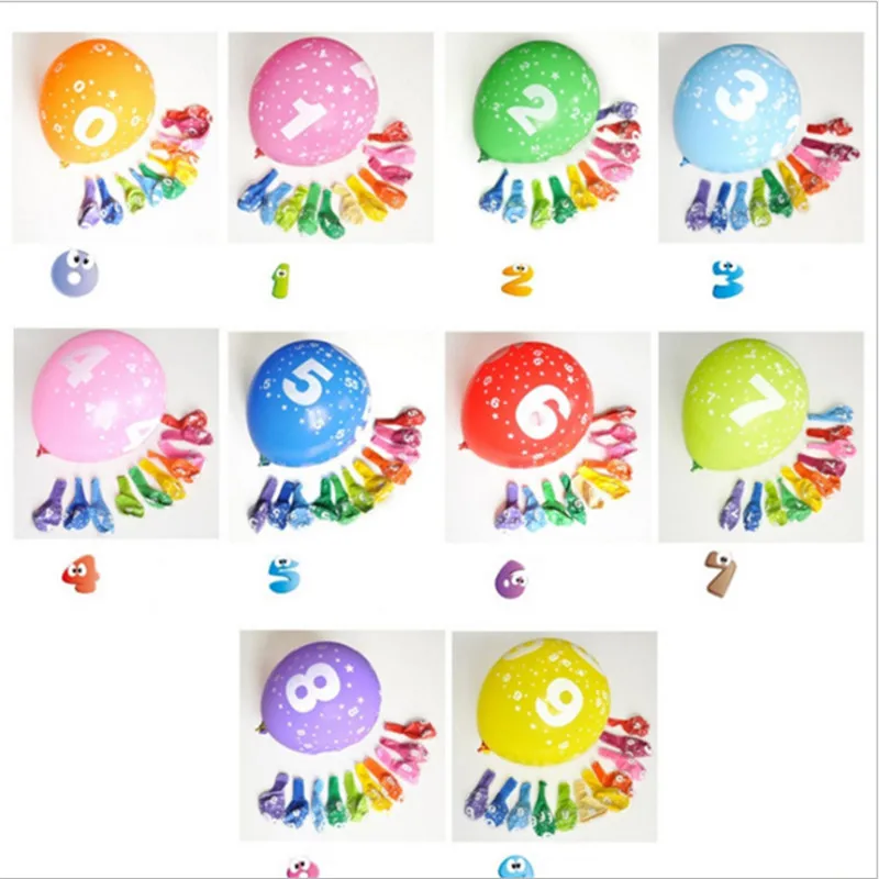10PCS12 дюймов цифровой латексный шар разноцветные Блестки Детские вечерние