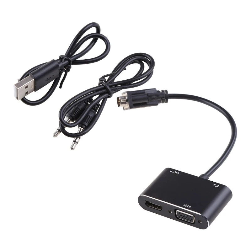 

28EA 2 в 1 VGA-совместимый + VGA видеоконвертер кабель адаптер с двойными интерфейсами 1080P Micro USB для ПК ноутбука тв