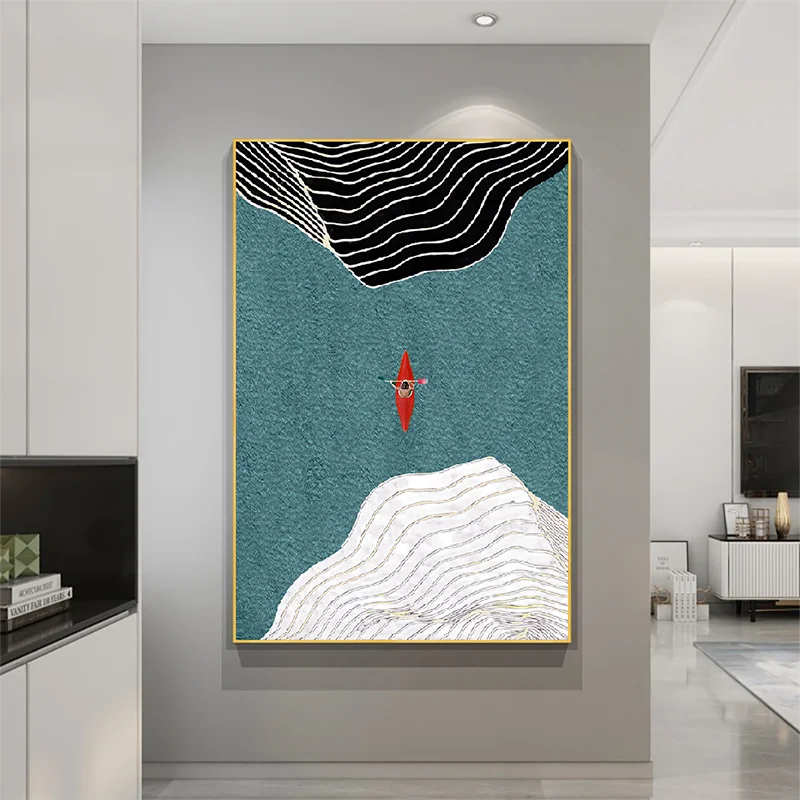 

Modern Nordic Style Rowing In The Sea And Abstract Line Posters Scenery Pictures Decorate Living Room Wall Art Hd Print Canvas