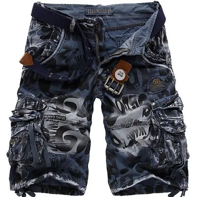 

Camouflage Cargo Pants Men's Multi-pocket Knee Length Pants Man's Leopard Print Outdoor Training Pants Summer Men's Clothing