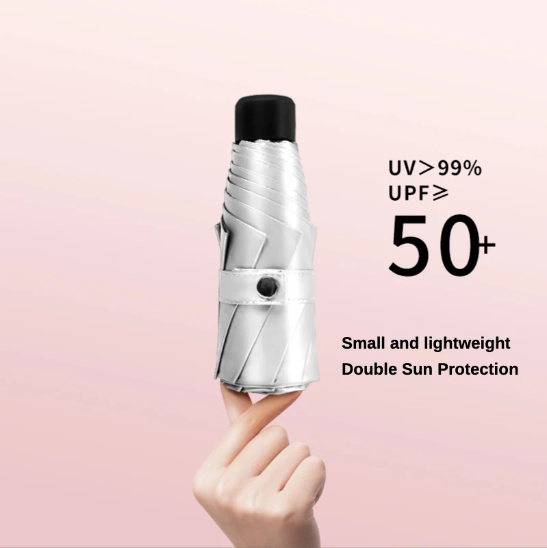 Зонтик солнцезащитный в ретро стиле ручная роспись Розовый пион титан серебро