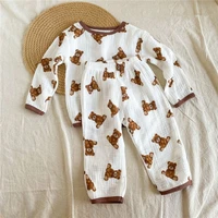 autumn baby boy clothes set 2022 new bear print long sleeve tops pants children 2pcs suit kids girls cartoon sweatshirt set