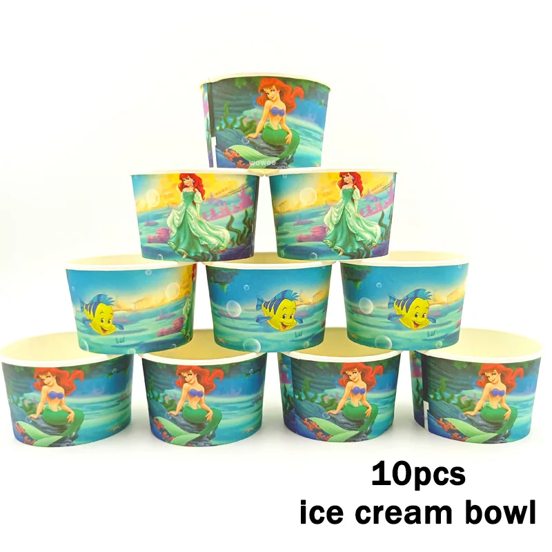 10pc Ice Cream Box Вечерние украшения в виде русалки, скатерть, подстаканник, соломенная салфетка, свечи, подарочная коробка для конфет, попкорна, детский подарок на день рождения, сделай сам - Цвет: 10pc Ice Cream Box
