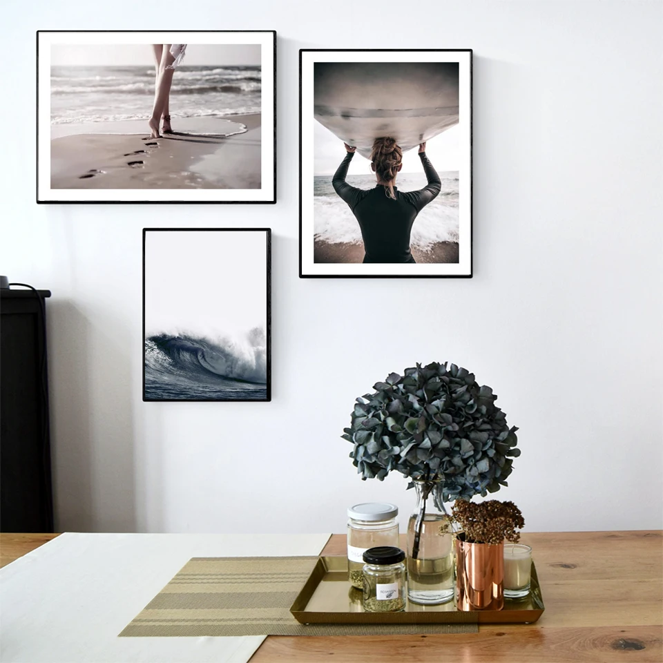 Настенная картина в скандинавском стиле с изображением пляжа для серферов океан