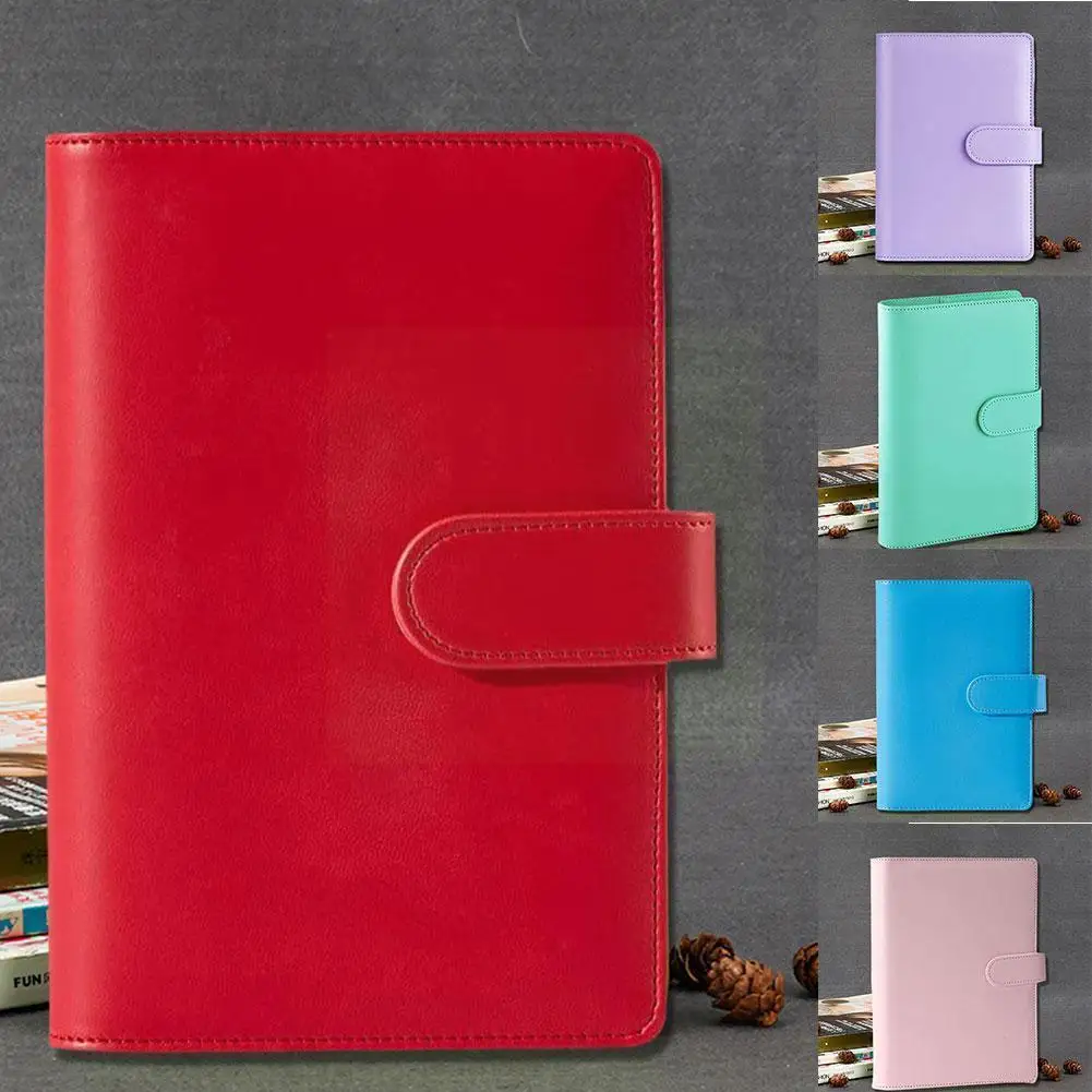 

A6 PU Leather Loose Leaf Notebook Cover Macaroon Color Notebook Stationery 6 Cover Diy Agenda Journal Ring Cover Planner Bi D3E4