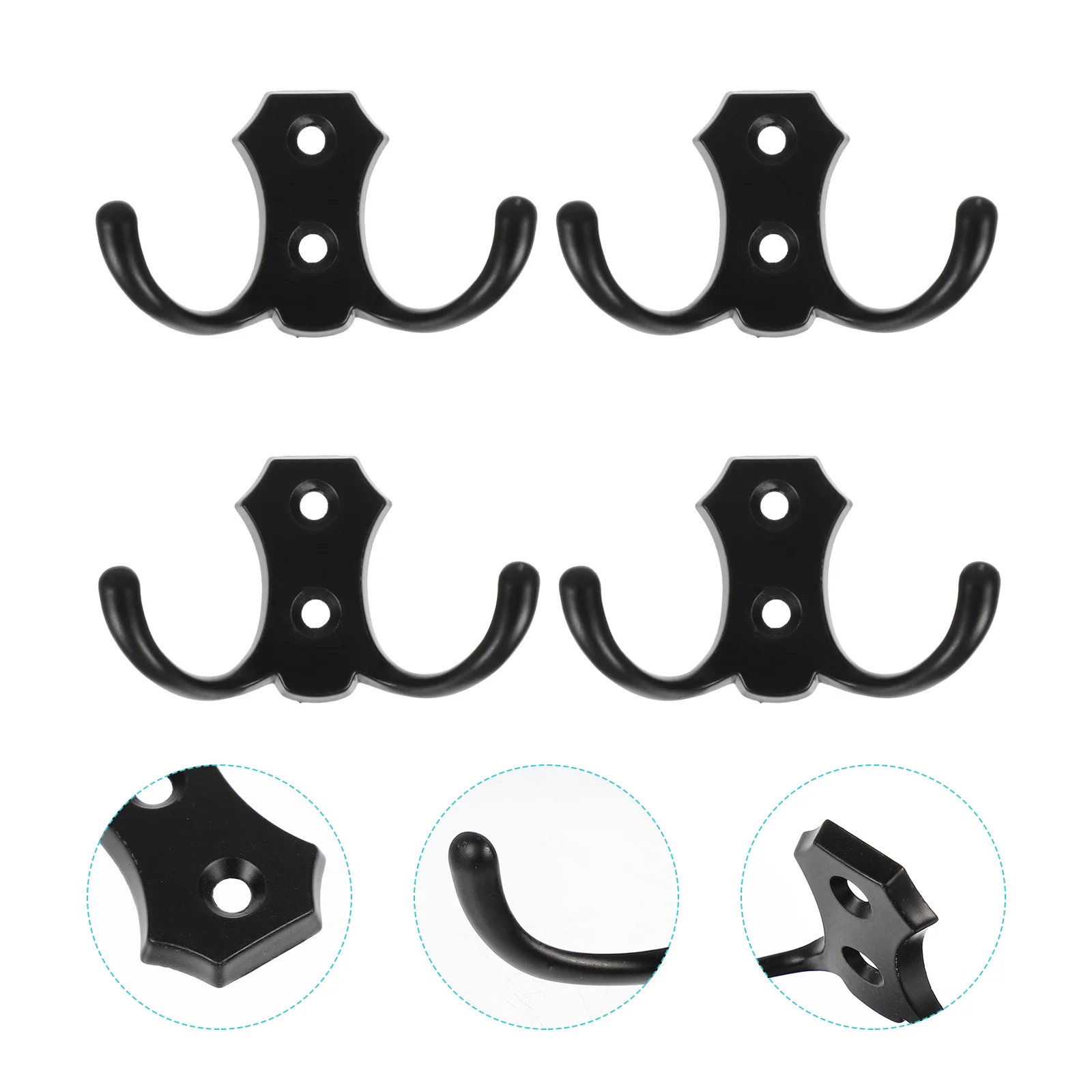 

4pcs Sturdy Dual-hook Wall Hangers Room Wall Clothes Hangers Clothes Hooks