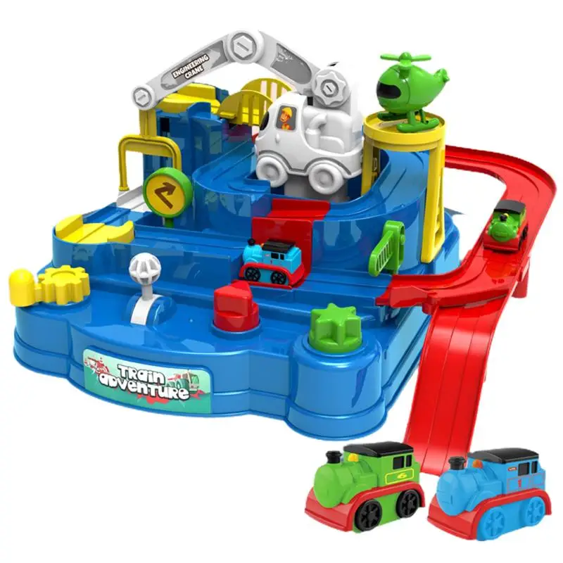 

Игрушечный Железнодорожный трек для детей, игрушки Монтессори для мальчиков и девочек, подарки, гоночные автомобили, механические приключе...