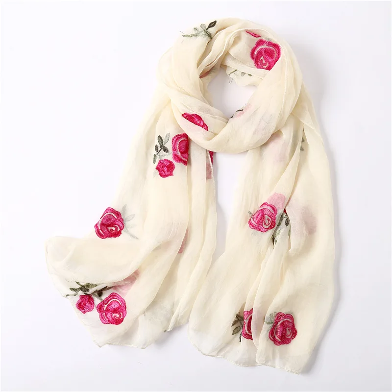 

Элегантный хлопковый шарф, Женский фуляр, хиджаб, шали, палантины, Женская Цветочная вышивка, искусственная бандана, Новинка