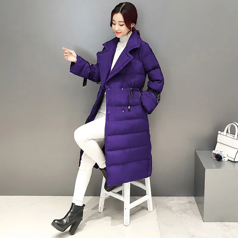 Han edition Women Winter Cotton Coat High quality New lace-up Thick Slim Outerwear Fashion temperament Female Long Parka ZX0149 | Женская