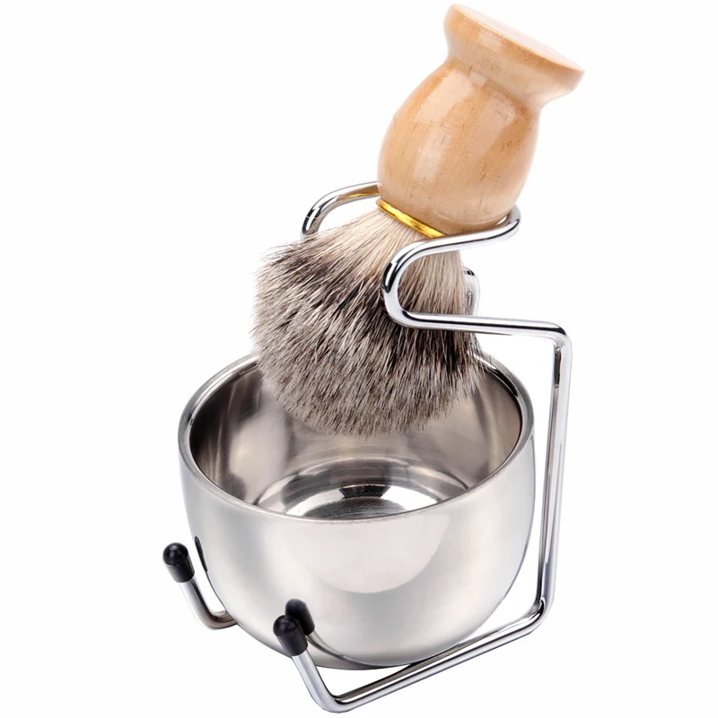 

3 Pieces Shaving Set Soap Bowl + Shaving Brush + Stand Holder, Natural Boar Bristle Beard Brush Kit Shaving Brush Kit