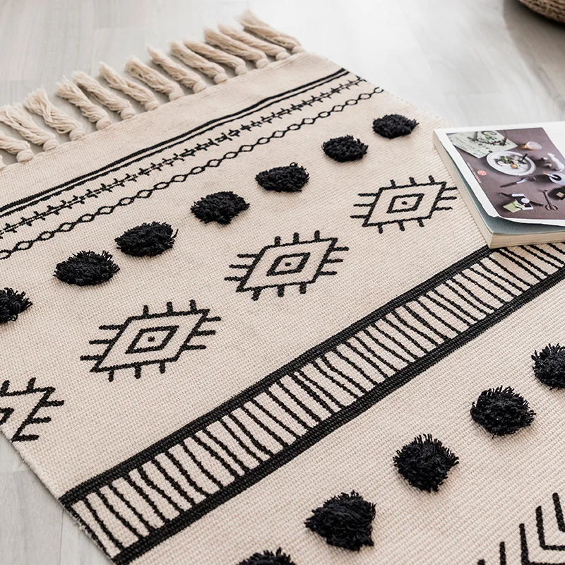 3D хлопковый плетеный коврик с зернистой поверхностью моющийся напольный принтом