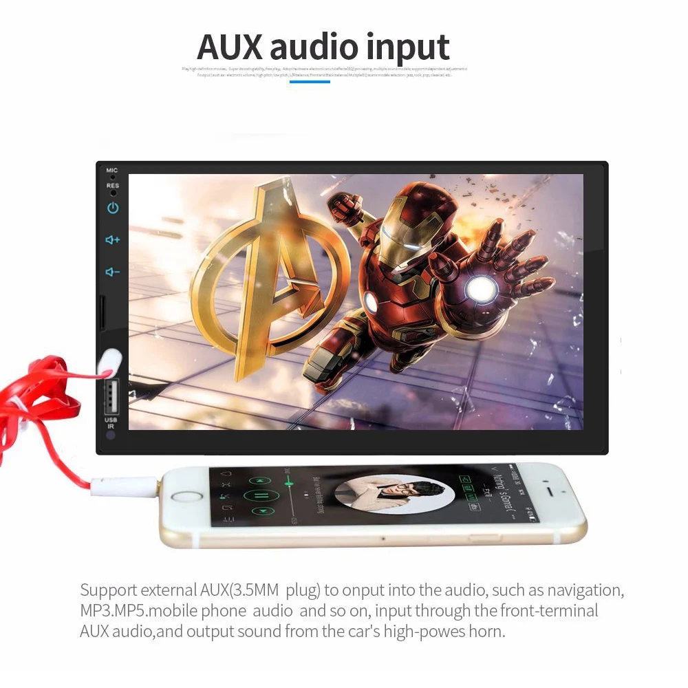 Емкостный автомобильный MP5-плеер 2 Din с сенсорным экраном Bluetooth FM-радио поддержка