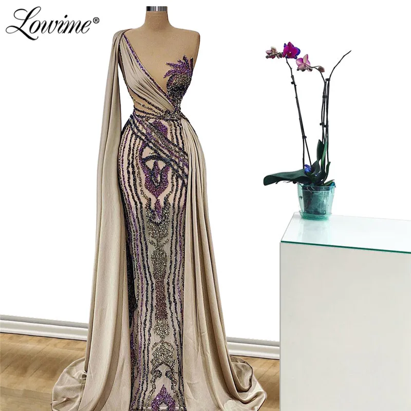 Lowime 2021 Abiye Vestido De Festa Longo Handmade Beaded Evening Dresses Mermaid Robe De Soiree Evening Formal Party Dress Robes