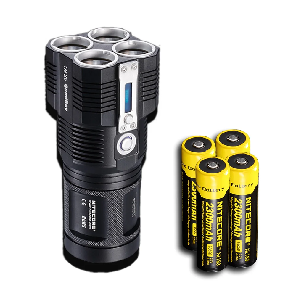 Новый NITECORE TM26 Led 4000 люмен 454 м расстояние Oled дисплей поиск перезаряжаемый фонарик +
