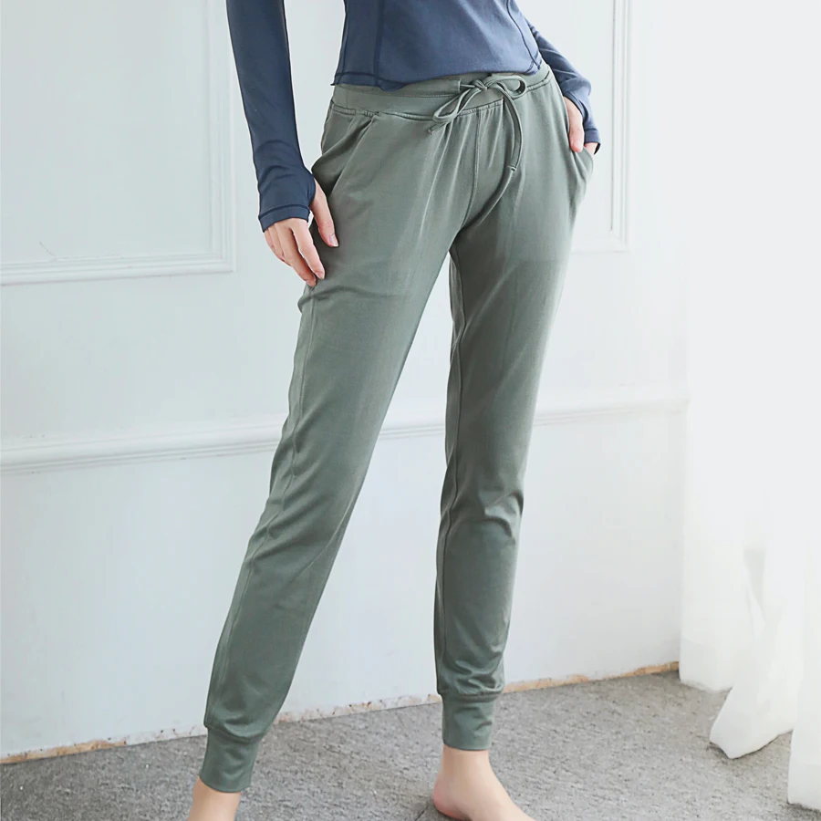 Свободные спортивные штаны BINAND с карманами высокая талия для фитнеса бега