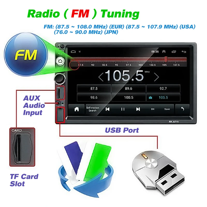 Автомобильный мультимедийный плеер 2Din 7 &quot android GPS навигация Bluetooth аудио wi fi USB SD