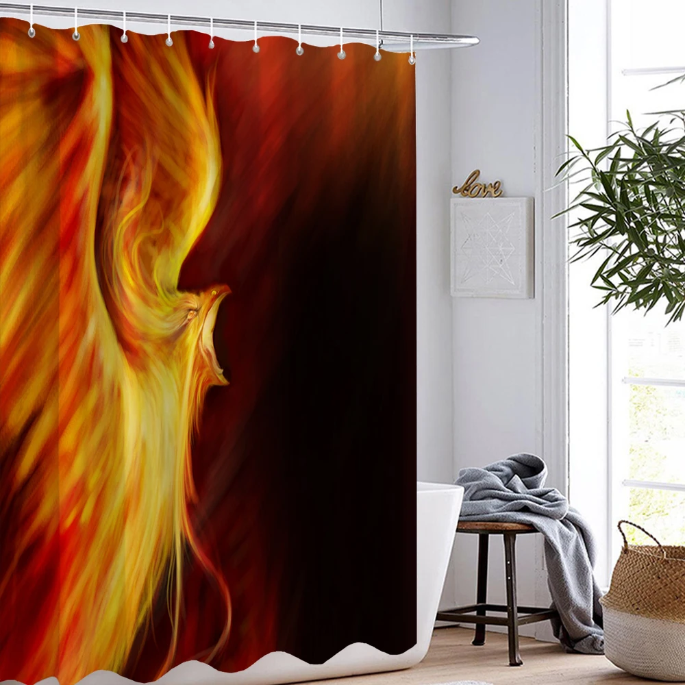 Занавеска для душа с рисунком Феникса водонепроницаемый шторка ванной комнаты