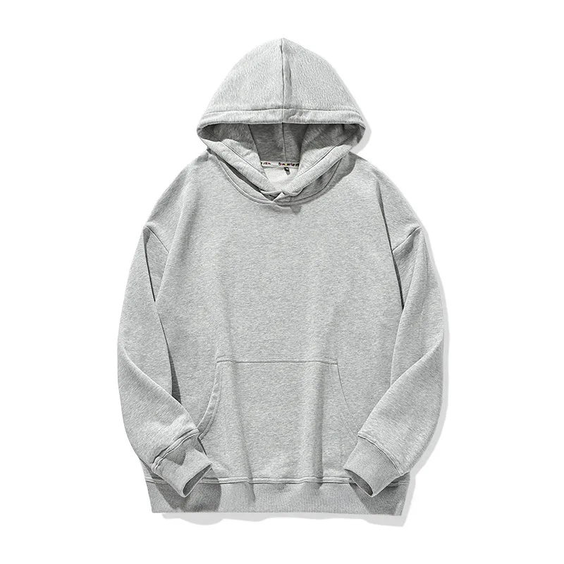 

2020 autumn and winter solid color hooded thickened plus velvet sweater for men and women