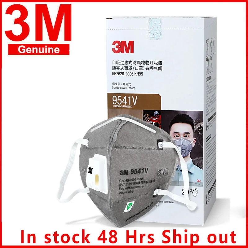 

KN95 3M Masks 9541V Disposable Individual Package Face Mask Earband Valve Activated Carbon Mascarilla PM2.5 Anti-fog Respirator