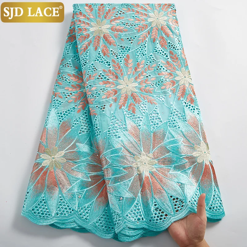 Кружевная африканская кружевная ткань SJD с дырками хлопковая вышивка