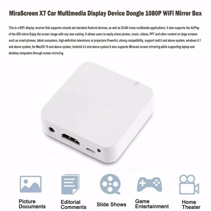 MiraScreen X7 Airplay Box Dongle 1080P WiFi зеркало автомобильное мультимедийное устройство