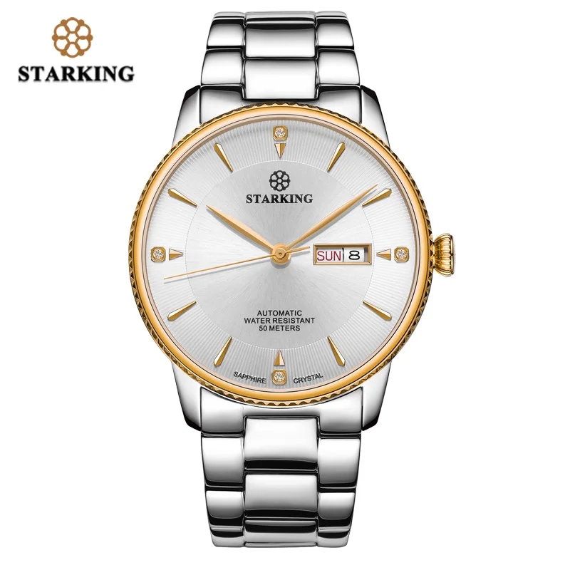 AM0270GS11 STARKING бизнес часы для мужчин Япония движение Авто Дата мужские часы сапфир нержавеющая сталь Водонепроницаемый 50 м relogio masculino AM0270 - Цвет: AM0270GS11