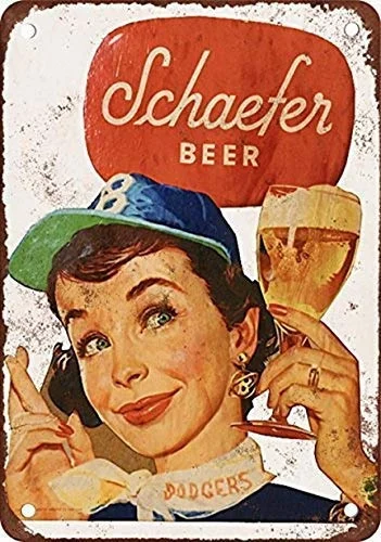

BinLtd Schaefer Beer and Brooklyn Dodgers Vintage Style Wall Home Office Pub Beer Funny Tin Sign Metal Tin Sign