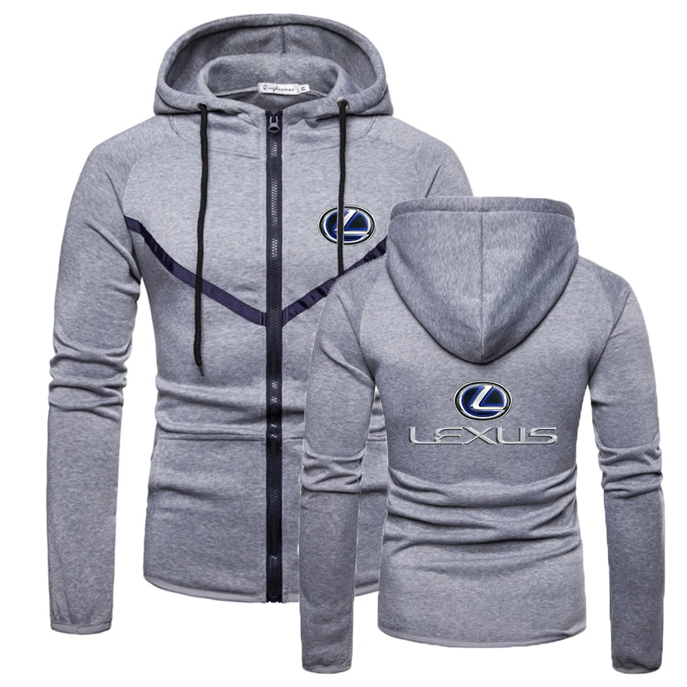 

2021 Lexus New Brand High Quality Wild Hoodies Men Fitness Sweatshirts Solid Color Style Zipper Muscle Sportswear Coat